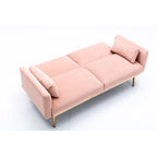 Divanetto Letto Trasformabile in Velluto Beige / Verde / Rosa – 2 Posti
