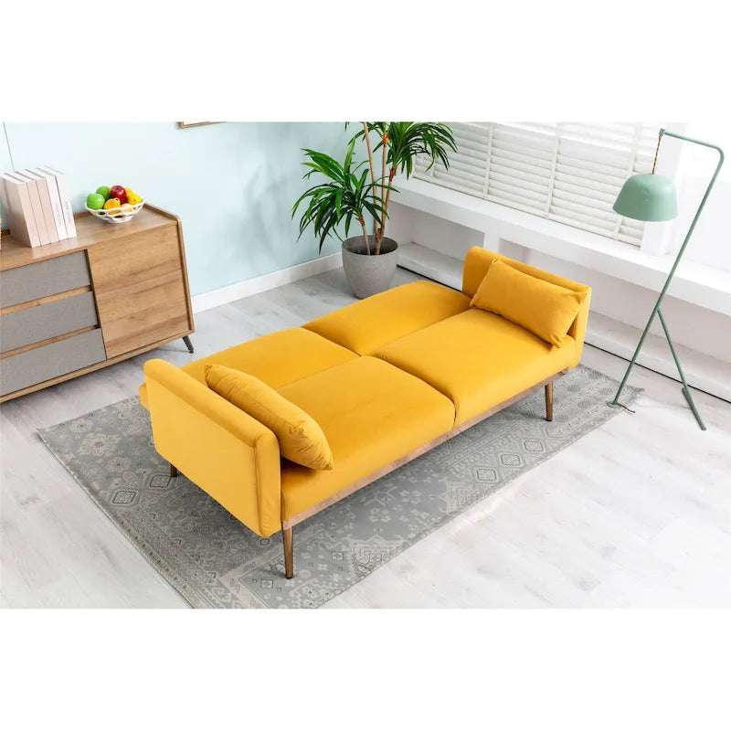 Divanetto Letto Trasformabile in Velluto Beige / Verde / Rosa – 2 Posti