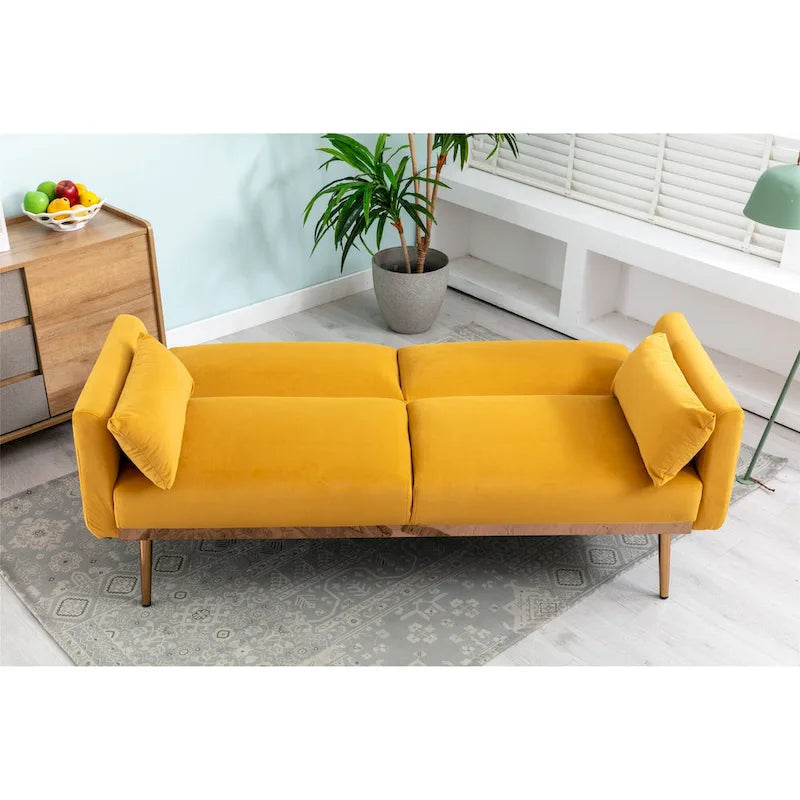 Divanetto Letto Trasformabile in Velluto Beige / Verde / Rosa – 2 Posti