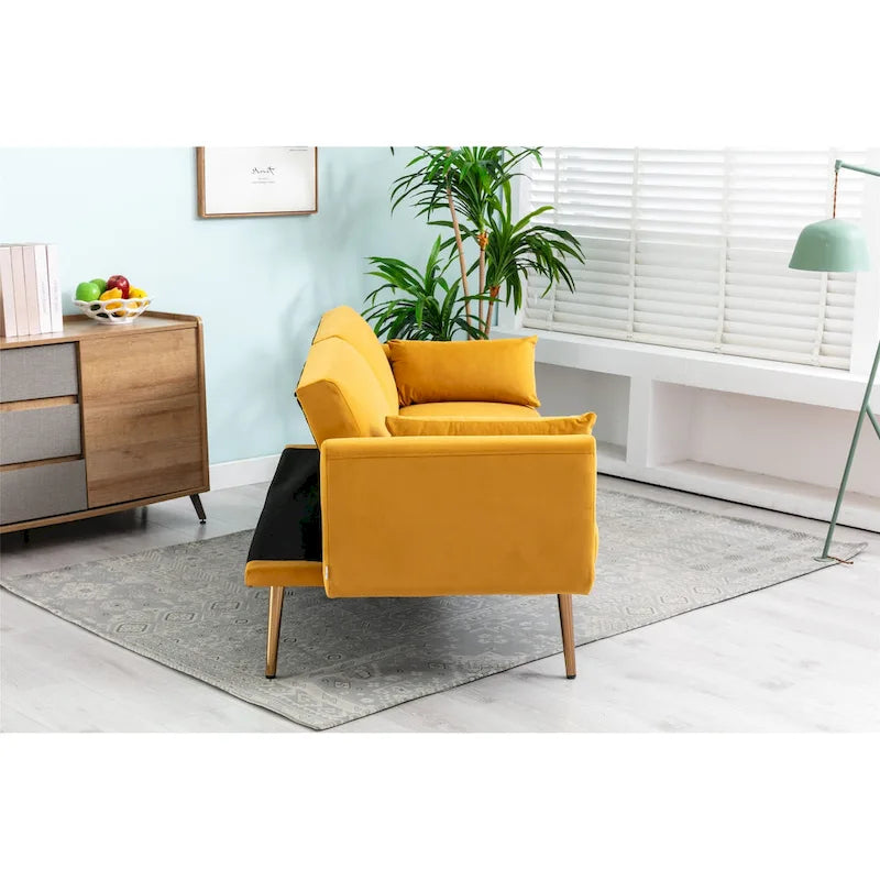 Divanetto Letto Trasformabile in Velluto Beige / Verde / Rosa – 2 Posti