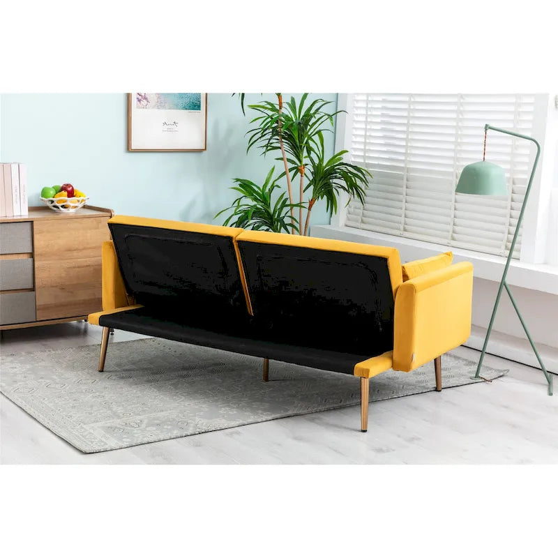 Divanetto Letto Trasformabile in Velluto Beige / Verde / Rosa – 2 Posti