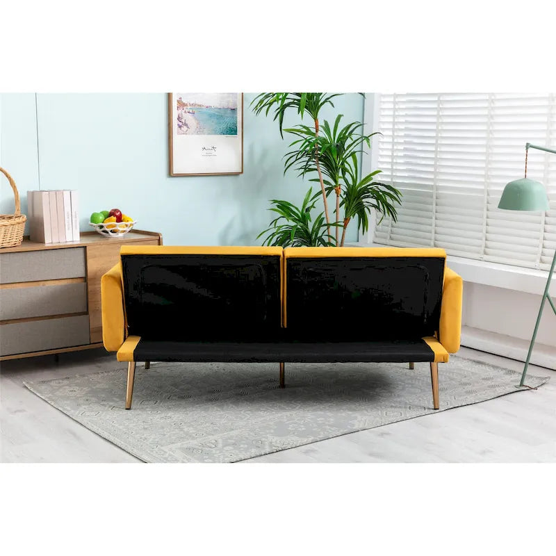 Divanetto Letto Trasformabile in Velluto Beige / Verde / Rosa – 2 Posti