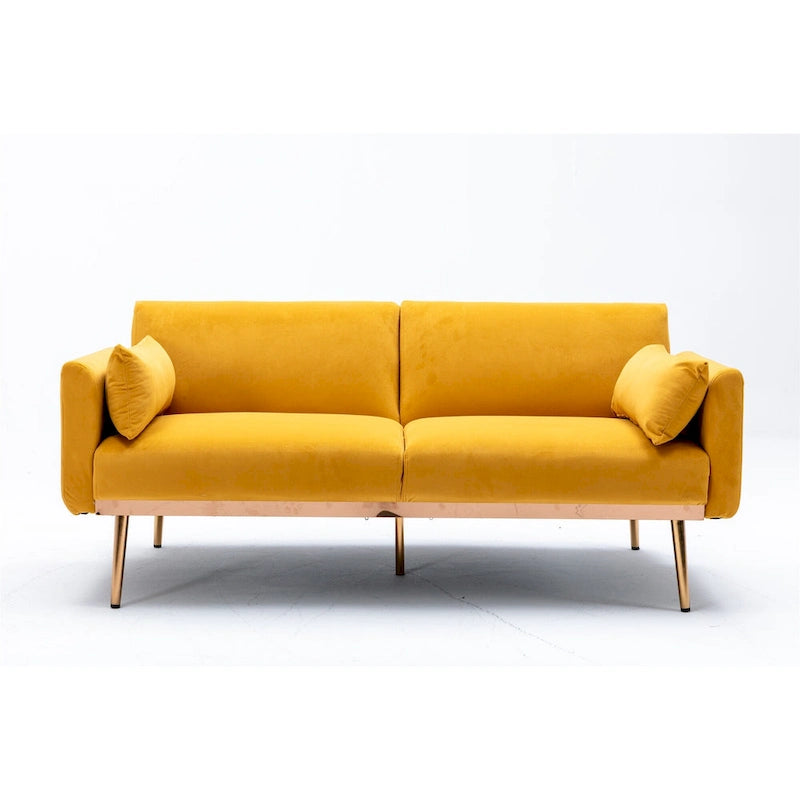 Divanetto Letto Trasformabile in Velluto Beige / Verde / Rosa – 2 Posti