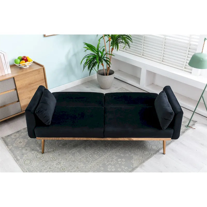 Divanetto Letto Trasformabile in Velluto Beige / Verde / Rosa – 2 Posti