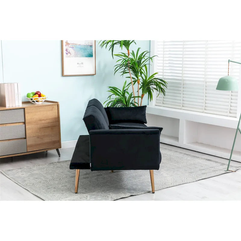 Divanetto Letto Trasformabile in Velluto Beige / Verde / Rosa – 2 Posti