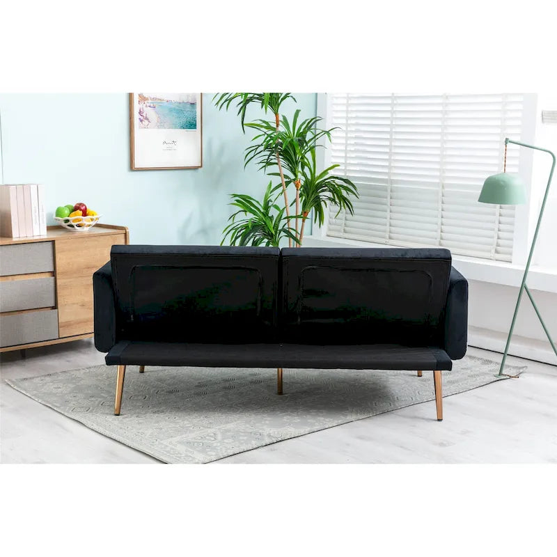 Divanetto Letto Trasformabile in Velluto Beige / Verde / Rosa – 2 Posti