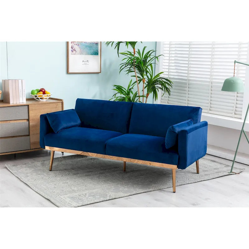 Divanetto Letto Trasformabile in Velluto Beige / Verde / Rosa – 2 Posti