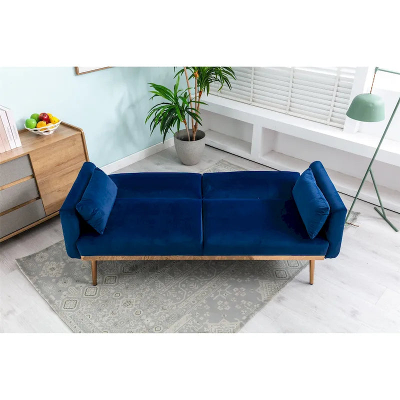 Divanetto Letto Trasformabile in Velluto Beige / Verde / Rosa – 2 Posti