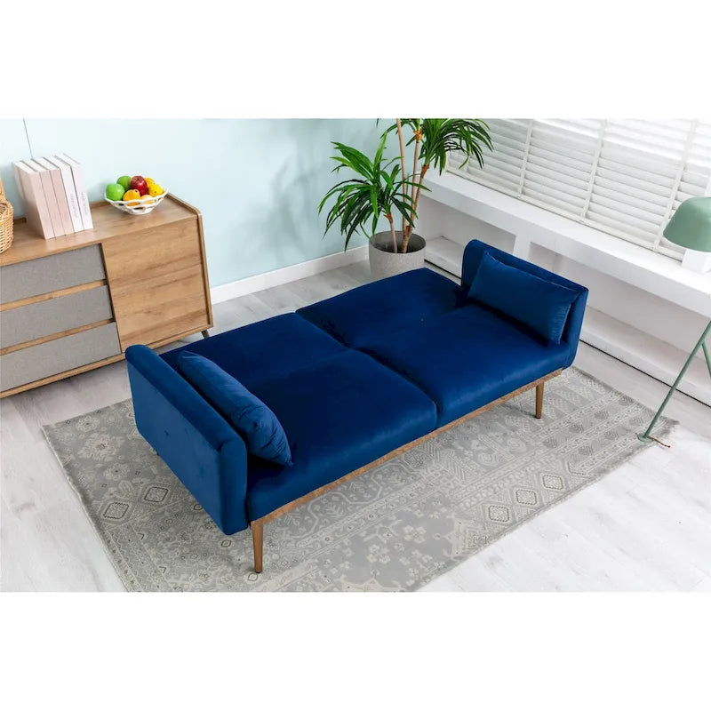 Divanetto Letto Trasformabile in Velluto Beige / Verde / Rosa – 2 Posti