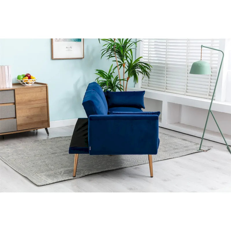 Divanetto Letto Trasformabile in Velluto Beige / Verde / Rosa – 2 Posti