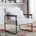 Poltrona accent in pelle PU bianca e marrone, stile Mid-Century, seduta singola