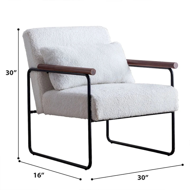 Poltrona accent in pelle PU bianca e marrone, stile Mid-Century, seduta singola