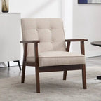 Poltrona accent in pelle PU bianca e marrone, stile Mid-Century, seduta singola