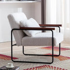 Poltrona accent in pelle PU bianca e marrone, stile Mid-Century, seduta singola