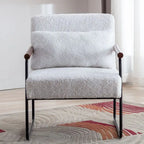 Poltrona accent in pelle PU bianca e marrone, stile Mid-Century, seduta singola