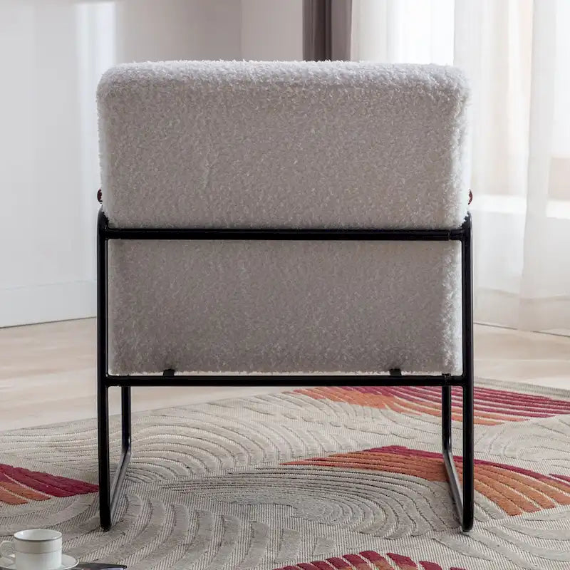 Poltrona accent in pelle PU bianca e marrone, stile Mid-Century, seduta singola