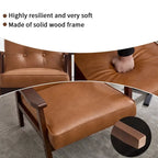Poltrona accent in pelle PU bianca e marrone, stile Mid-Century, seduta singola