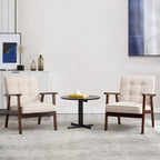 Poltrona accent in pelle PU bianca e marrone, stile Mid-Century, seduta singola