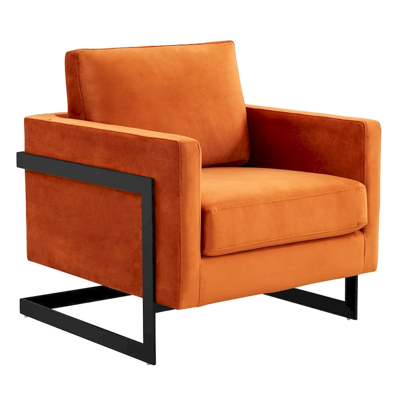 Poltroncina d'appoggio in Velluto Grigio Chiaro, Seduta Singola, Gambe in Acciaio Nero