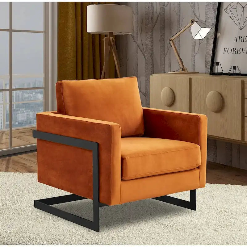 Poltroncina d'appoggio in Velluto Grigio Chiaro, Seduta Singola, Gambe in Acciaio Nero