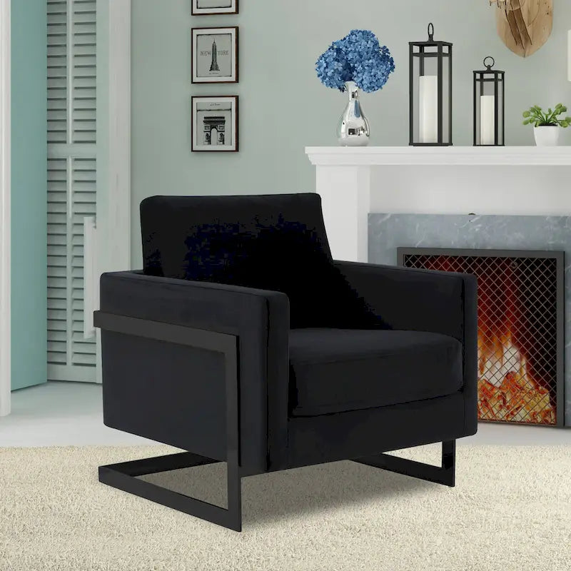 Poltroncina d'appoggio in Velluto Grigio Chiaro, Seduta Singola, Gambe in Acciaio Nero