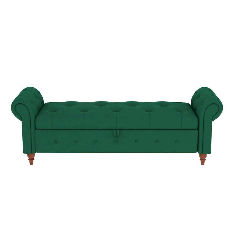 Panca Contenitore Ottomana Trapuntata con Braccioli Arrotondati – 7 Colori, 1 Posto
