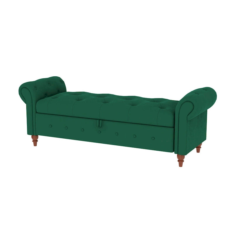 Panca Contenitore Ottomana Trapuntata con Braccioli Arrotondati – 7 Colori, 1 Posto