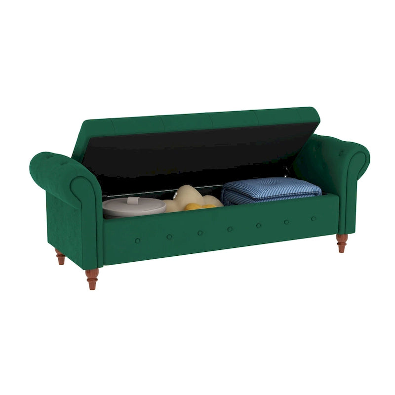 Panca Contenitore Ottomana Trapuntata con Braccioli Arrotondati – 7 Colori, 1 Posto