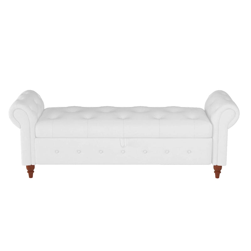 Panca Contenitore Ottomana Trapuntata con Braccioli Arrotondati – 7 Colori, 1 Posto