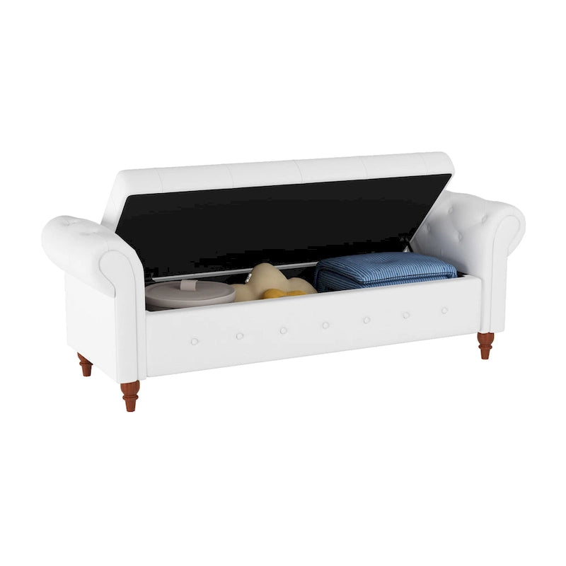Panca Contenitore Ottomana Trapuntata con Braccioli Arrotondati – 7 Colori, 1 Posto