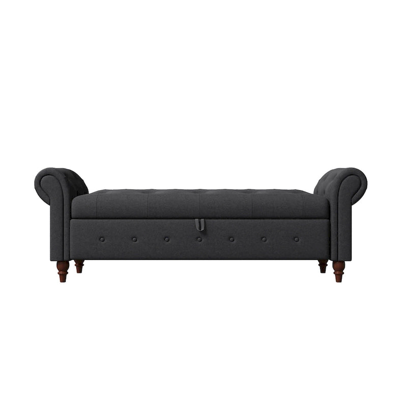 Panca Contenitore Ottomana Trapuntata con Braccioli Arrotondati – 7 Colori, 1 Posto
