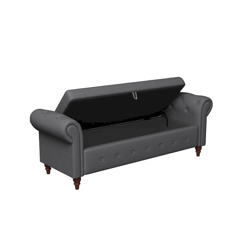 Panca Contenitore Ottomana Trapuntata con Braccioli Arrotondati – 7 Colori, 1 Posto