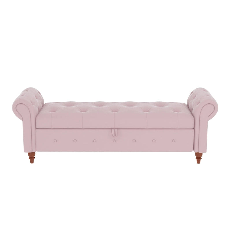 Panca Contenitore Ottomana Trapuntata con Braccioli Arrotondati – 7 Colori, 1 Posto