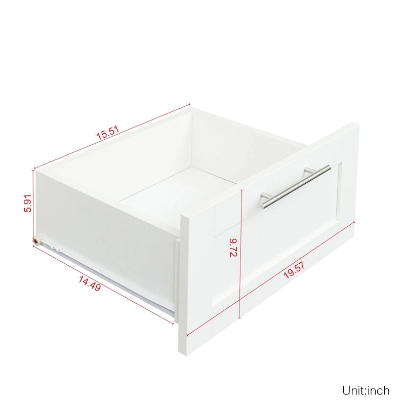 Armadio a muro noce / bianco / rovere con 2 ante, 2 cassetti e 5 vani a giorno