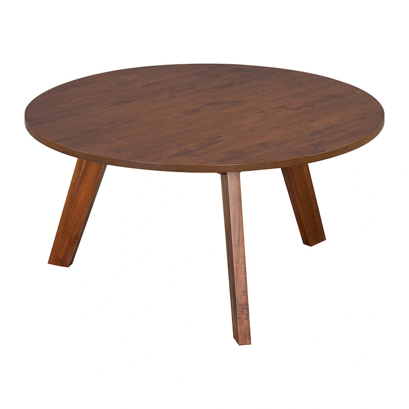 Tavolino da Caffè Rotondo Naturale in Legno di Acacia, Stile Moderno di Metà Secolo