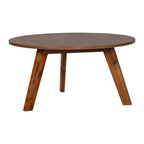 Tavolino da Caffè Rotondo Naturale in Legno di Acacia, Stile Moderno di Metà Secolo