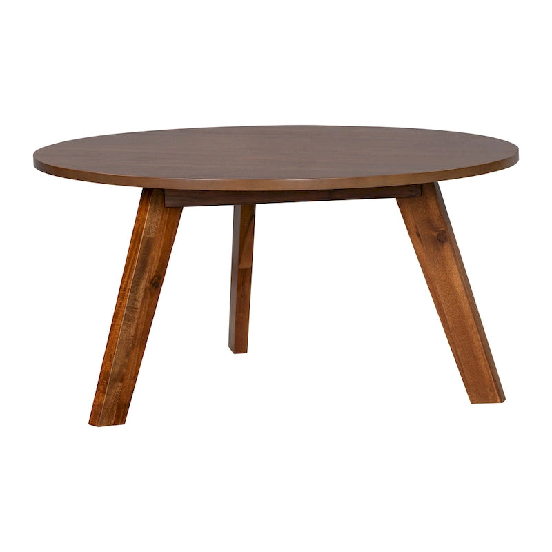 Tavolino da Caffè Rotondo Naturale in Legno di Acacia, Stile Moderno di Metà Secolo