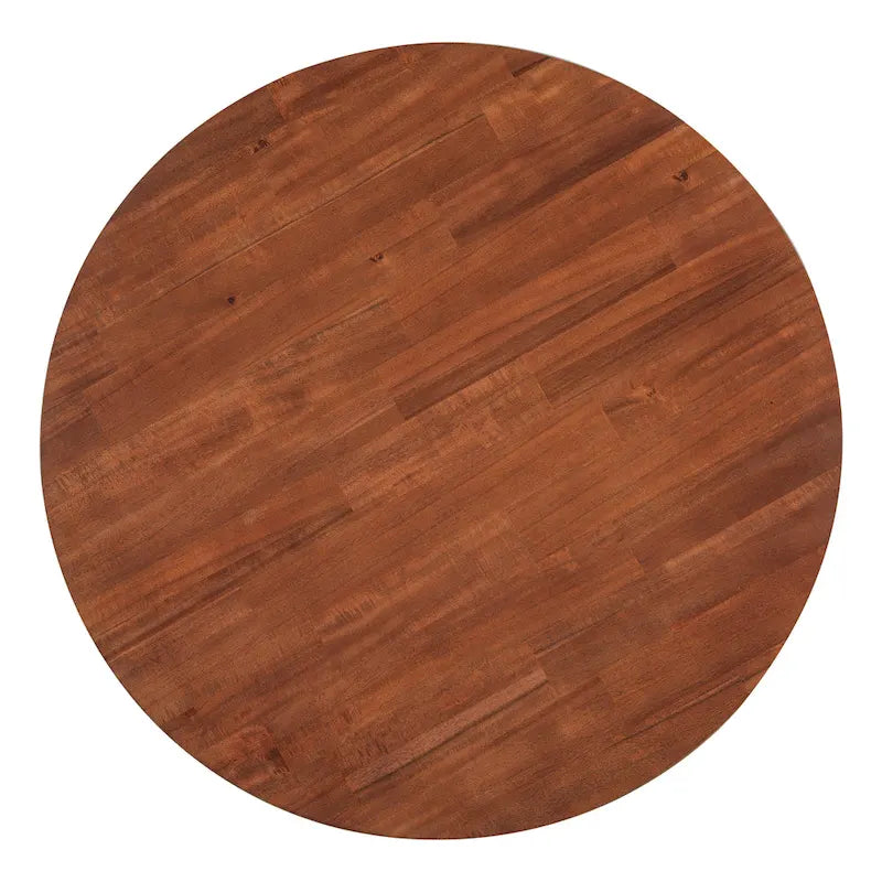 Tavolino da Caffè Rotondo Naturale in Legno di Acacia, Stile Moderno di Metà Secolo