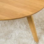 Tavolino da Caffè Rotondo Naturale in Legno di Acacia, Stile Moderno di Metà Secolo