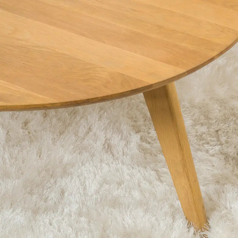 Tavolino da Caffè Rotondo Naturale in Legno di Acacia, Stile Moderno di Metà Secolo