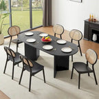 Tavolo da pranzo ovale nero, piano in MDF, 4-6 posti a sedere