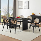 Tavolo da pranzo ovale nero, piano in MDF, 4-6 posti a sedere
