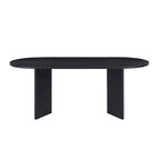 Tavolo da pranzo ovale nero, piano in MDF, 4-6 posti a sedere