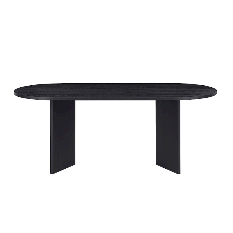 Tavolo da pranzo ovale nero, piano in MDF, 4-6 posti a sedere