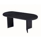 Tavolo da pranzo ovale nero, piano in MDF, 4-6 posti a sedere