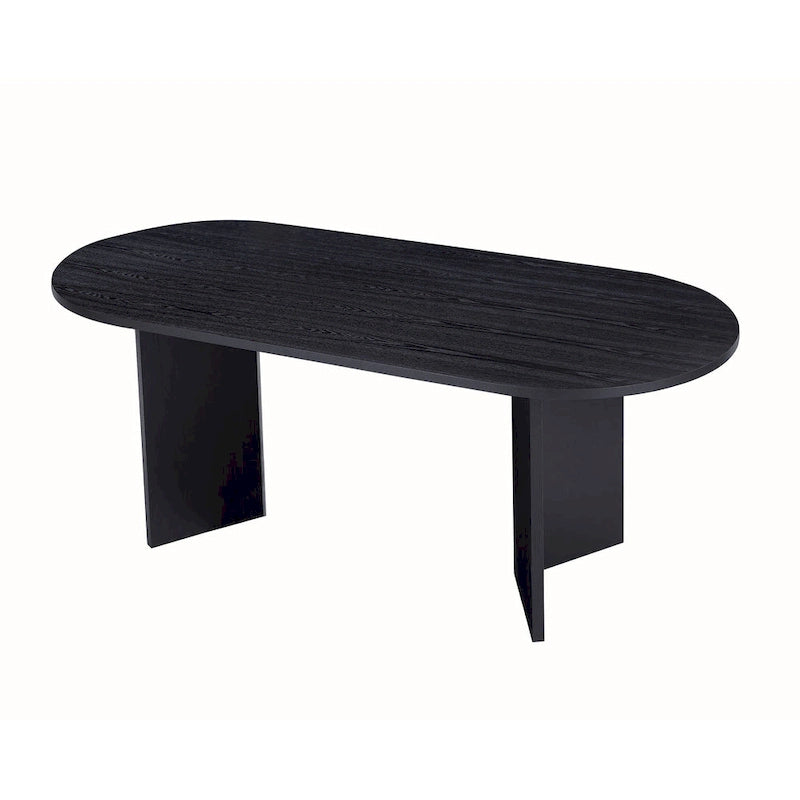 Tavolo da pranzo ovale nero, piano in MDF, 4-6 posti a sedere