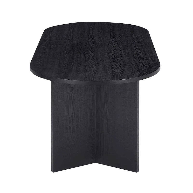Tavolo da pranzo ovale nero, piano in MDF, 4-6 posti a sedere