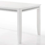 Set da pranzo rettangolare bianco a 7 posti con dettaglio a striscia di diamanti di cristallo (1 tavolo + 6 sedie)