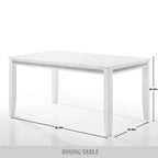 Set da pranzo rettangolare bianco a 7 posti con dettaglio a striscia di diamanti di cristallo (1 tavolo + 6 sedie)