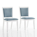 Set da pranzo rettangolare bianco a 7 posti con dettaglio a striscia di diamanti di cristallo (1 tavolo + 6 sedie)